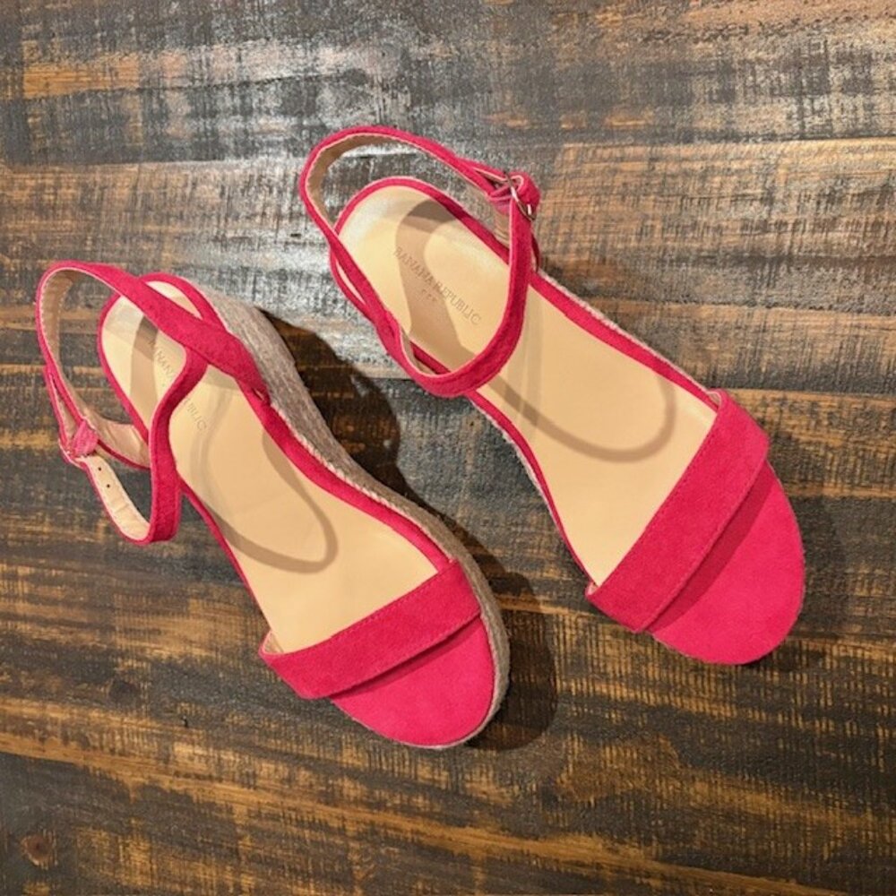 Banana Republic Pink Espadrille Wedge Sandals